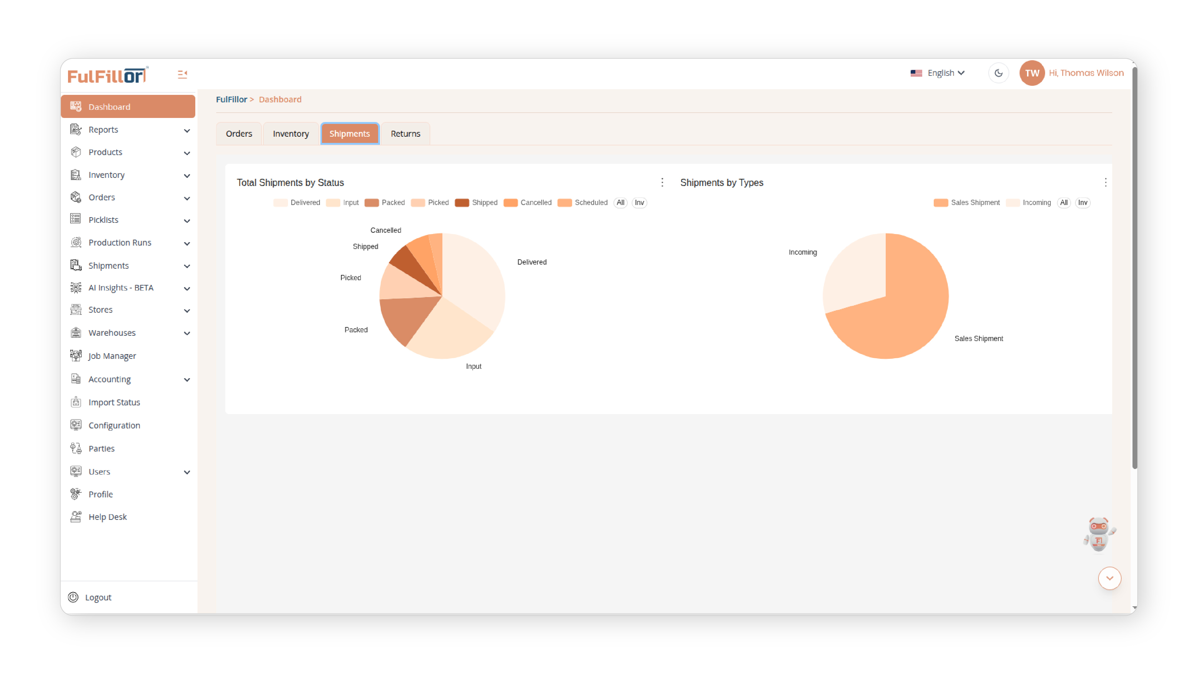 Fulfillor Shipment Dashboard